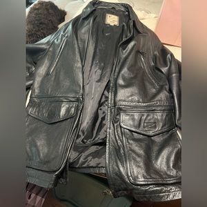 Luciano black leather jacket with removable inside